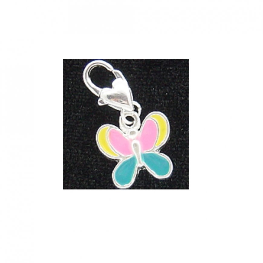 Multicoloured Butterfly - Clip on charm fits Thomas Sabo style - Click Image to Close