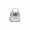 EB7 - Silvertone Handbag with pink stone - European bead charm