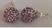 925 Violet Crystal 8mm Shamballa Earrings - Click Image to Close