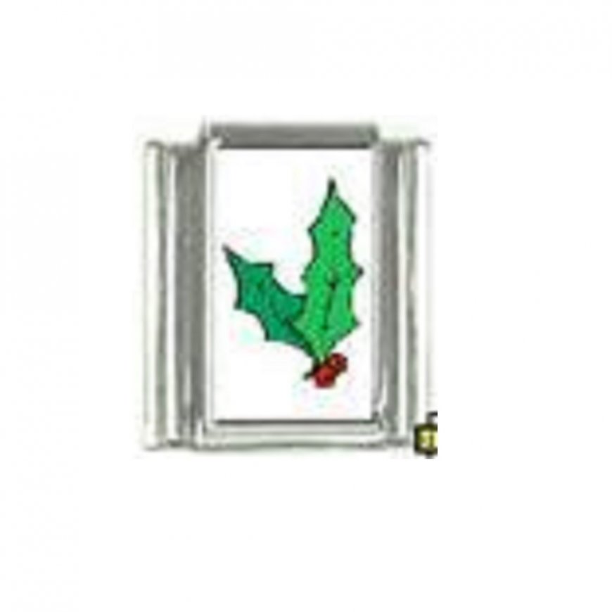 Christmas (q) - Holly 9mm Italian Charm - Click Image to Close