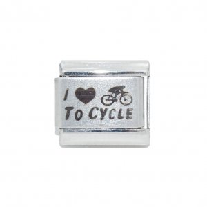 I love to cycle - 9mm Laser Italian Charm