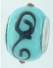 EB240 - Turquoise bead with black swirls and red dots