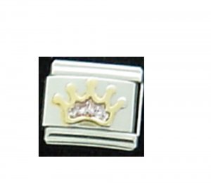 Sparkly light pink Crown - 9mm Italian charm