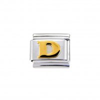 Gold colour Letter D - 9mm Italian charm