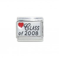 Class of 2008 with red heart - 9mm Laser Italian charm