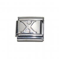 Silver coloured letter X - 9mm Italian charm