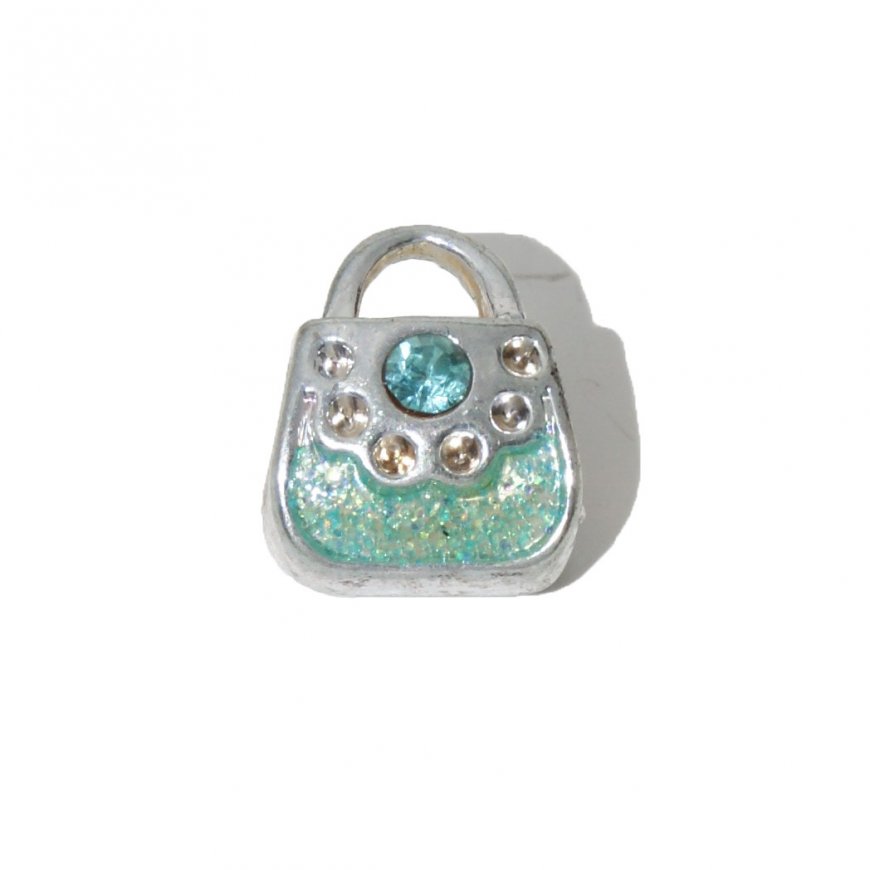 EB14 - Turquoise bag with stone - European bead charm - Click Image to Close