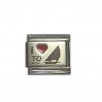 I love to sail with red heart - laser 9mm Italian charm