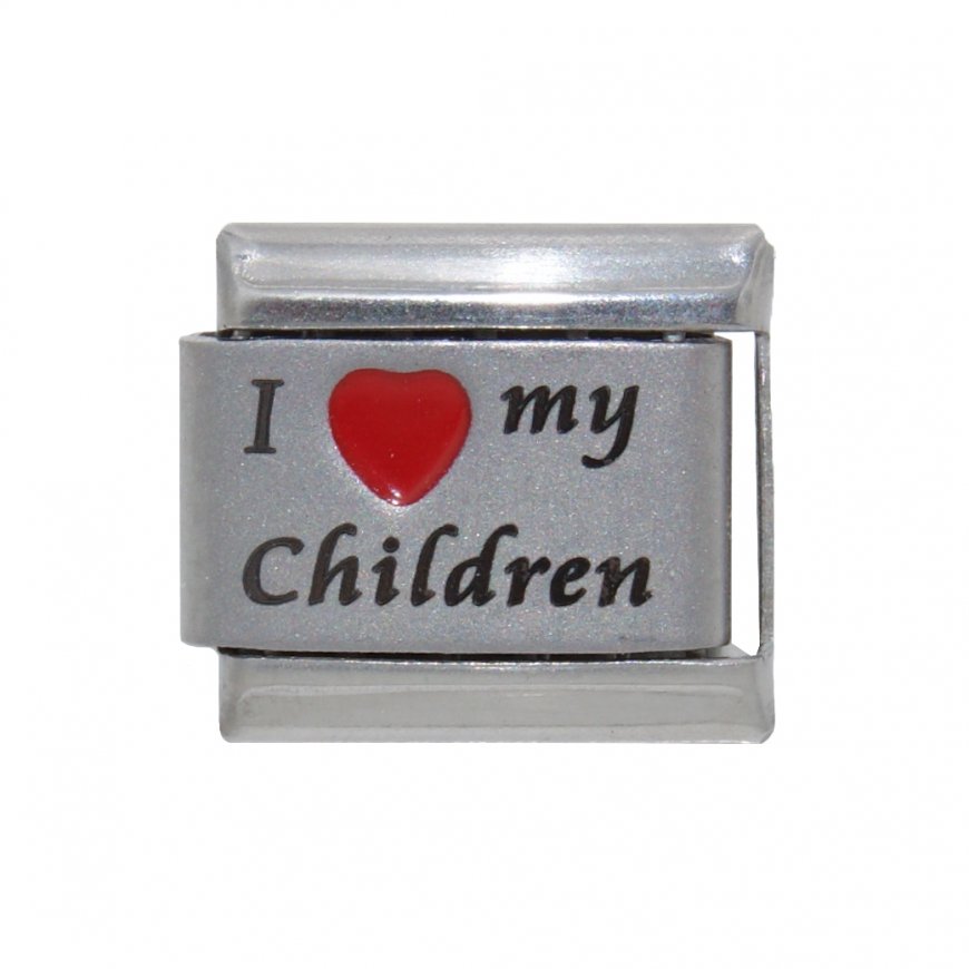 I love my children - red heart laser 9mm Italian Charm - Click Image to Close