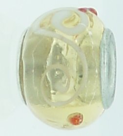 EB246 - Yellow bead with white swirls and red dots - Click Image to Close