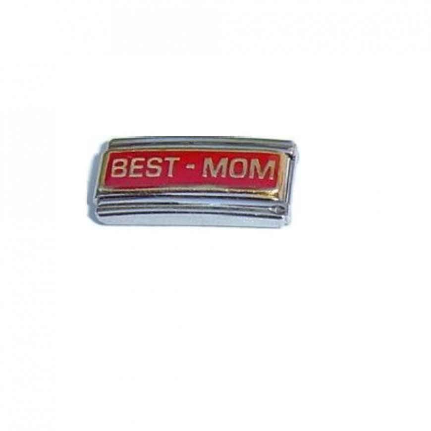 Best Mom Superlink - Red Enamel 9mm Italian charm - Click Image to Close