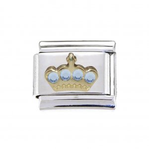 Crown with 4 blue stones - enamel Italian charm