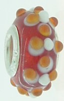 EB391 - Red bead with orange and white dots