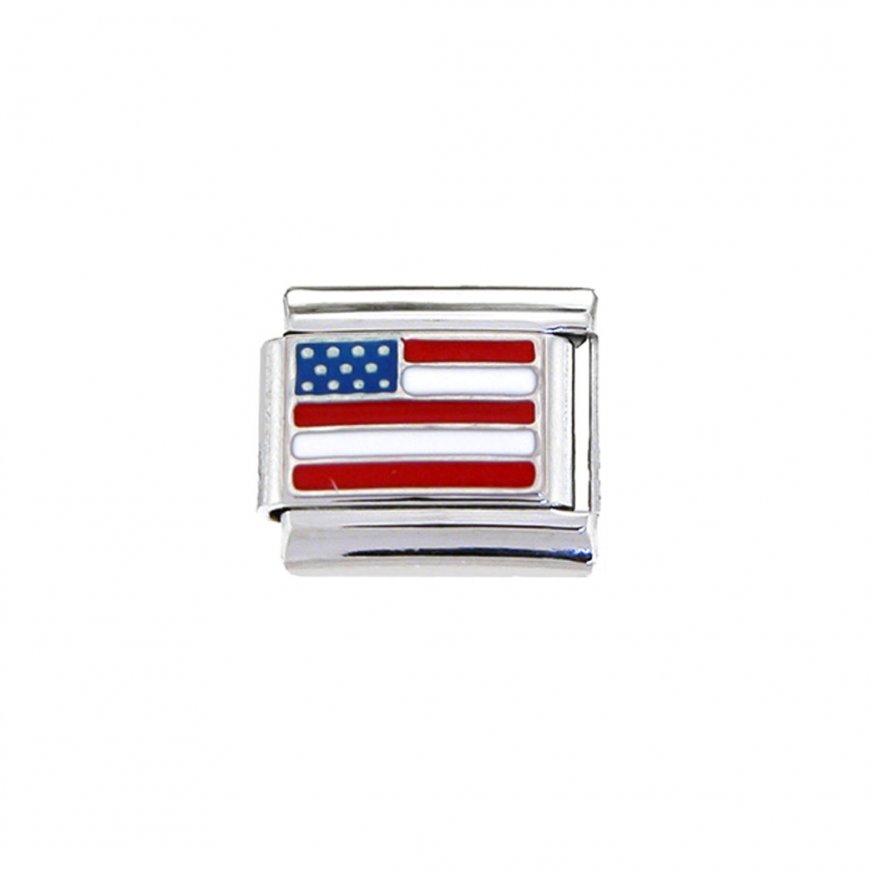 Flag - USA - enamel 9mm Italian charm - Click Image to Close