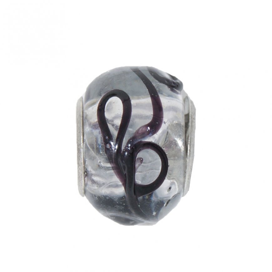 EB49 - Glass bead - Clear and black - European bead charm - Click Image to Close