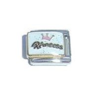 Princess with crown sparkly 9mm Italian charm