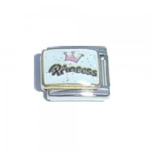 Princess with crown sparkly 9mm Italian charm