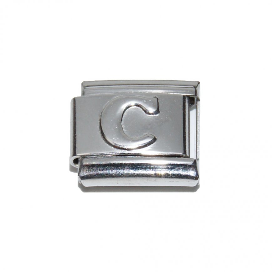 Silver coloured letter C - 9mm Italian charm - Click Image to Close