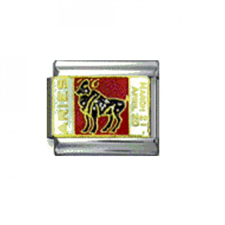 Aries enamel charm sparkly (21/3-20/4) 9mm Italian charm - Click Image to Close