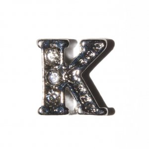 K Letter with stones - floating locket charm