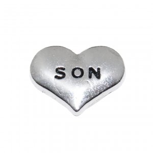 Son silvertone heart 9mm floating locket charm