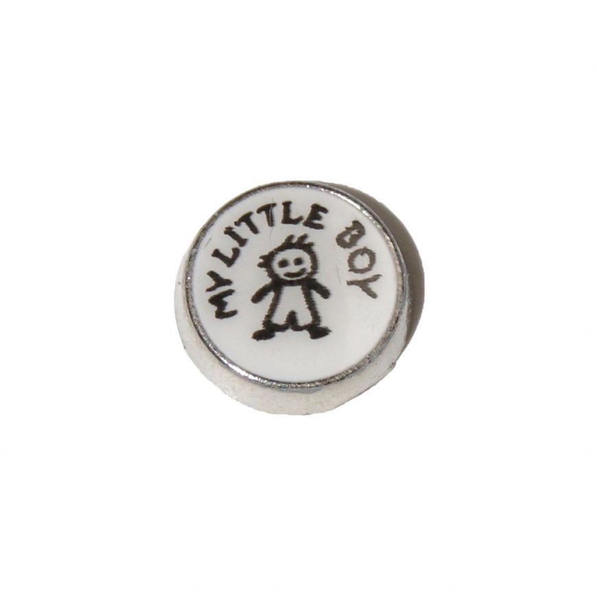 My little boy white 7mm foating glass locket charm - Click Image to Close