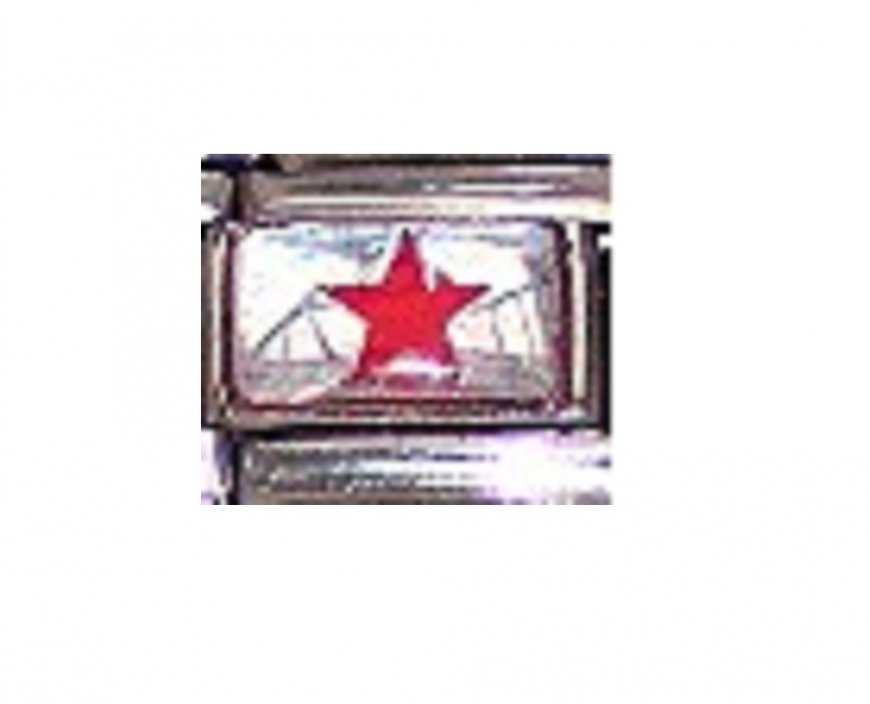 July - Birthmonth star silvery background 9mm Italian charm - Click Image to Close