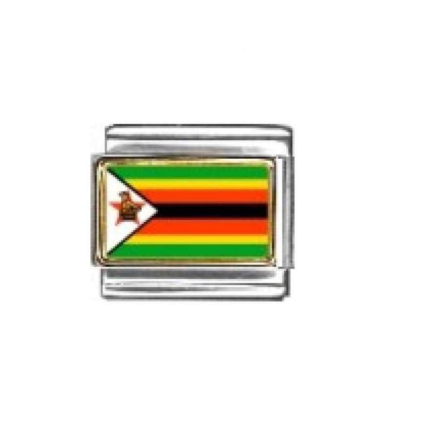 Flag - Zimbabwe photo enamel 9mm Italian charm - Click Image to Close