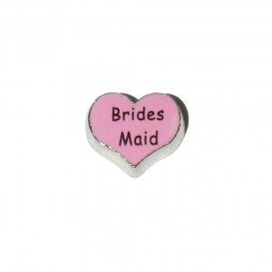 Bridesmaid on pink heart 8mm floating locket charm