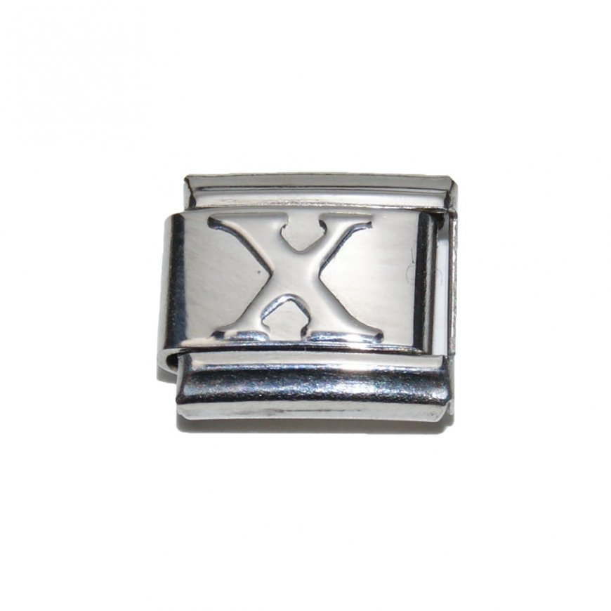 Silver coloured letter X - 9mm Italian charm - Click Image to Close