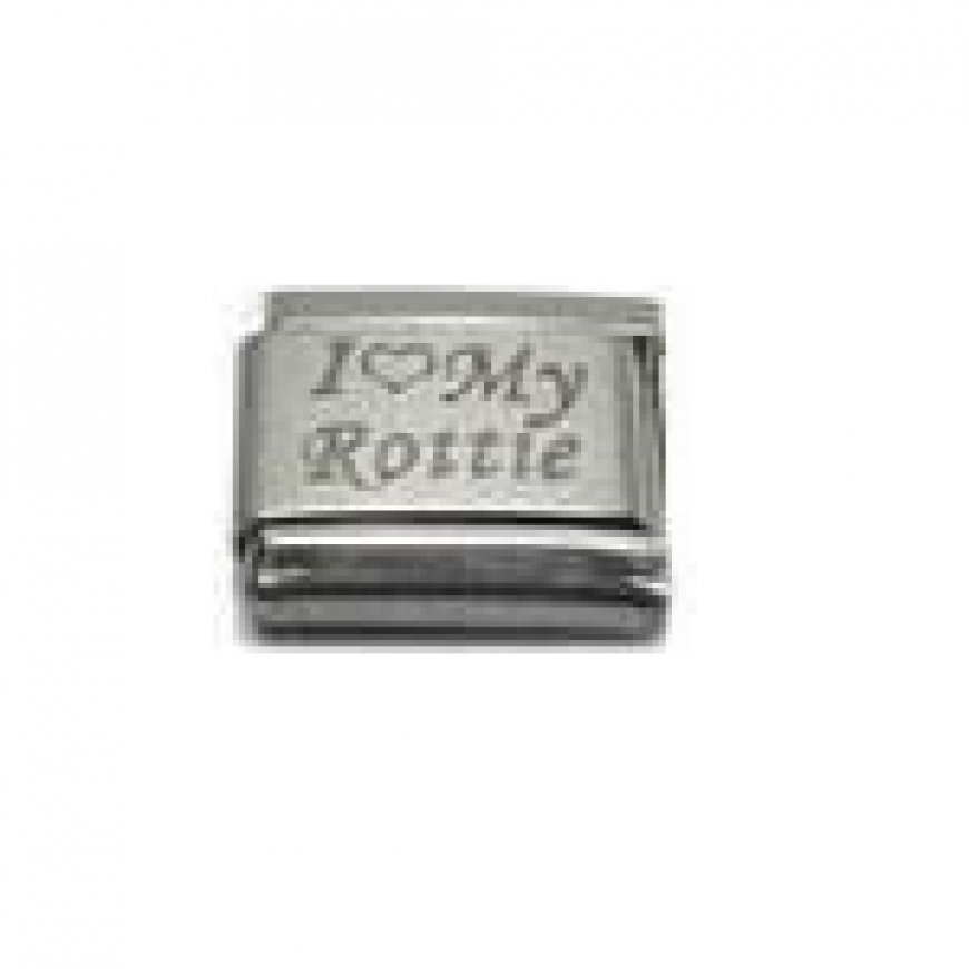 I love my Rottie - dog - laser 9mm Italian charm - Click Image to Close