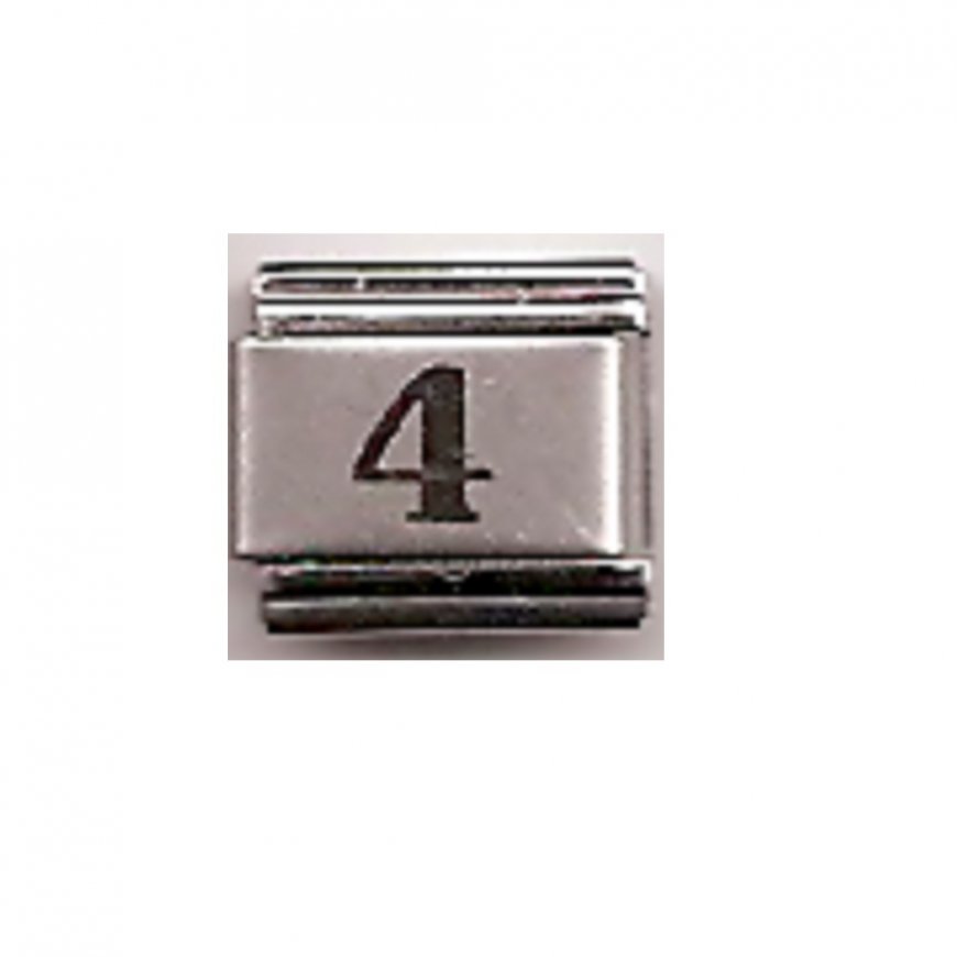 laser number 4 - 9mm Italian Charm - Click Image to Close