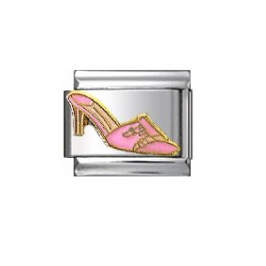 Pink mule shoe - enamel 9mm Italian charm
