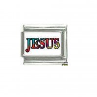 Jesus multi coloured on white - 9mm photo Italian charm