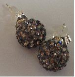 925 Black diamond Crystal 8mm Shamballa Earrings - Click Image to Close