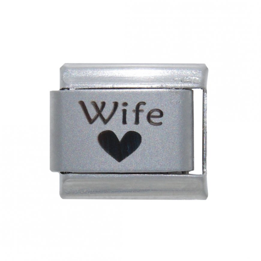 Wife with heart plain laser - 9mm Italian charm - Click Image to Close