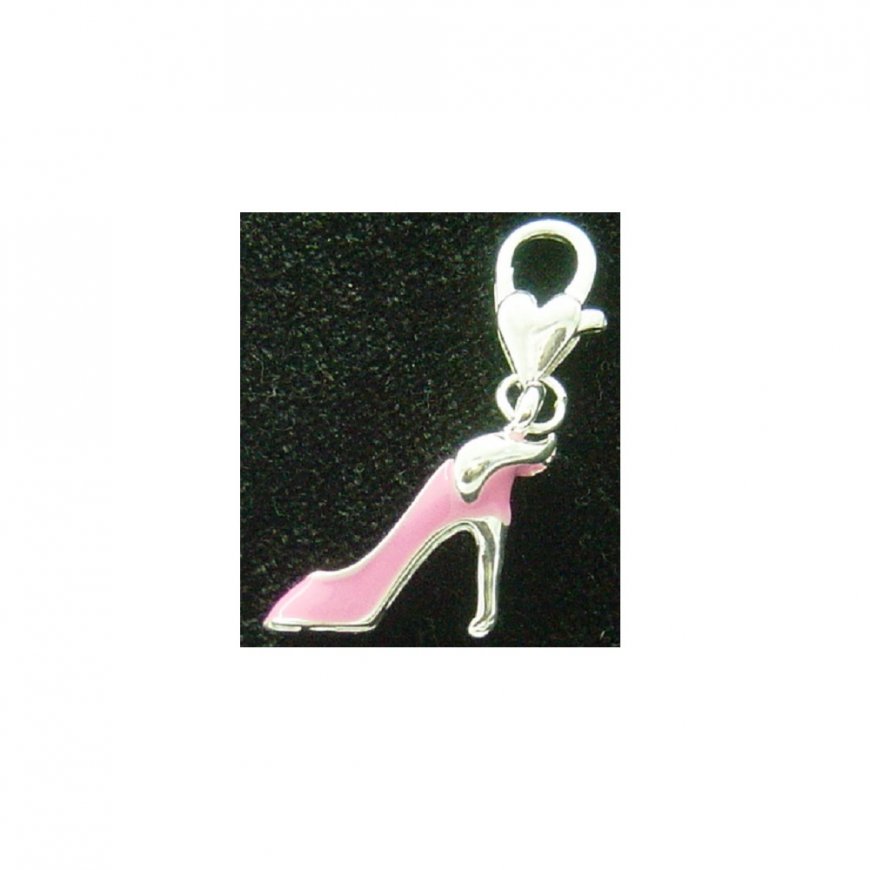 Bright pink high Heel Shoe Clip on charm fits Thomas Sabo Style - Click Image to Close