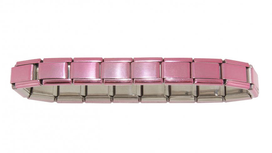 Pink metallic 9mm starter bracelet - fits 9mm classic charms - Click Image to Close