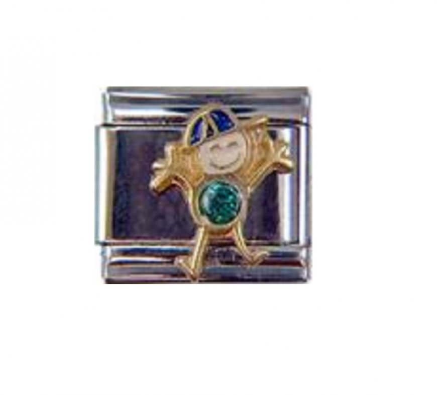Little boy birthstone - December - Turquoise 9mm Italian Charm - Click Image to Close
