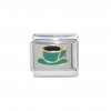 Green and gold coffee/tea cup - 9mm Italian charm