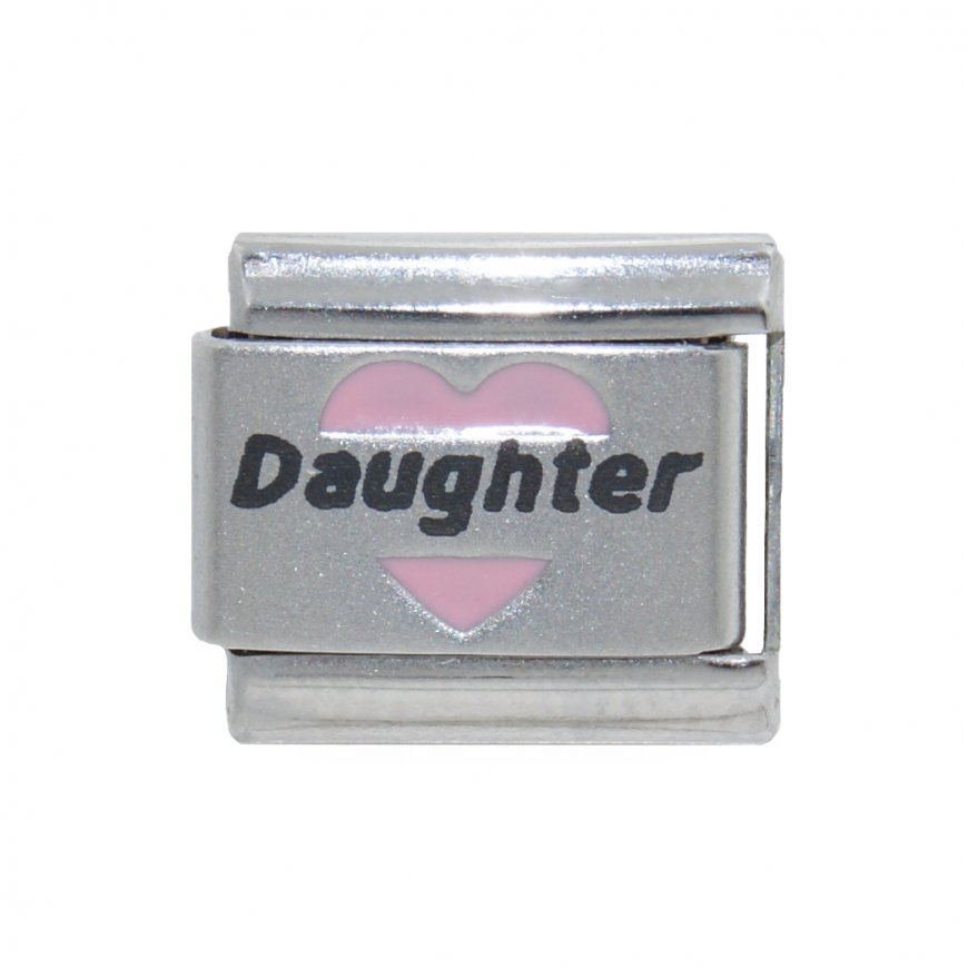 Daughter in pink heart - Laser 9mm Italian charm - Click Image to Close