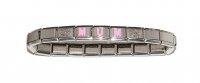 Name 3 pink letters 2 double hearts Italian charm bracelet