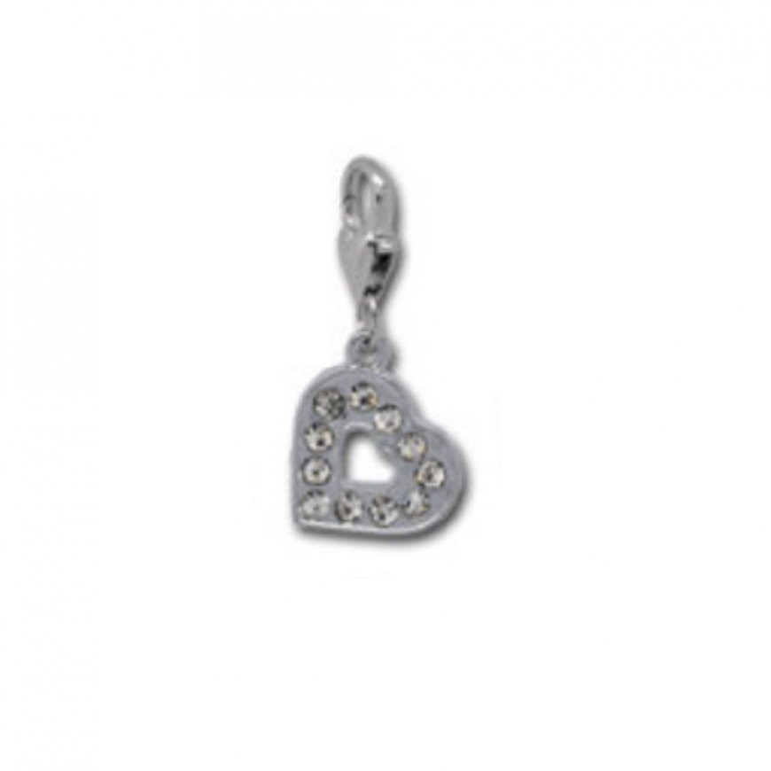 Rhinestone heart - clip on charm fits Thomas Sabo Style Bracelet - Click Image to Close