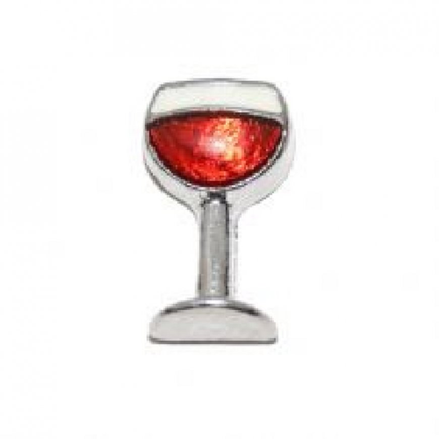 Glass of red wine 10mm floating locket charm - Click Image to Close