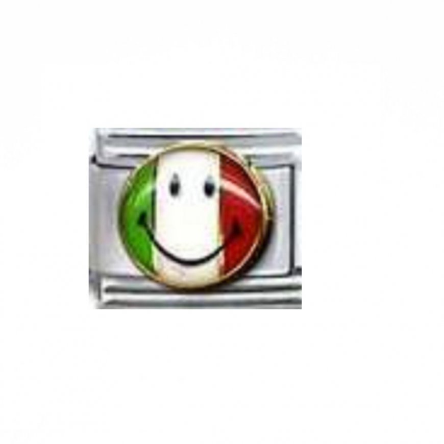 Flag - Italy with smiley face enamel 9mm Italian charm - Click Image to Close