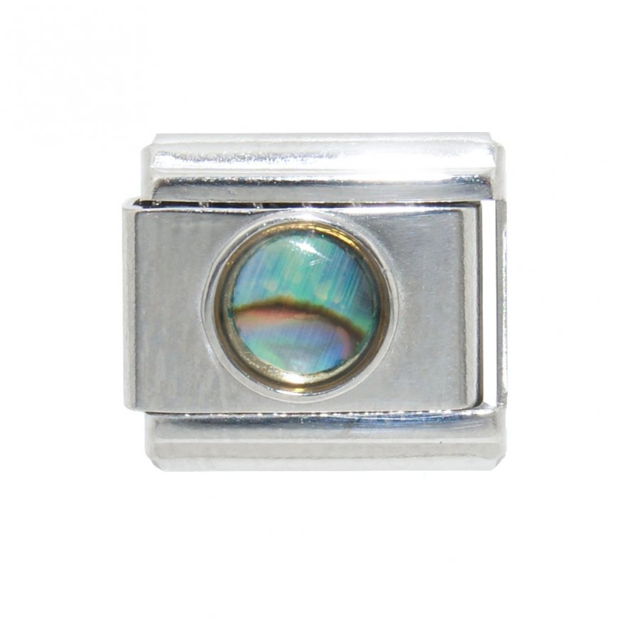Mother of pearl circle - enamel 9mm Italian charm - Click Image to Close
