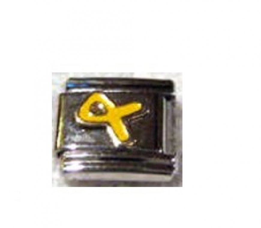 Yellow ribbon (a) - 9mm Italian charm - Click Image to Close
