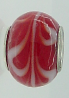 EB333 - Red bead with white swirls