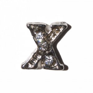 X Letter with stones - floating locket charm