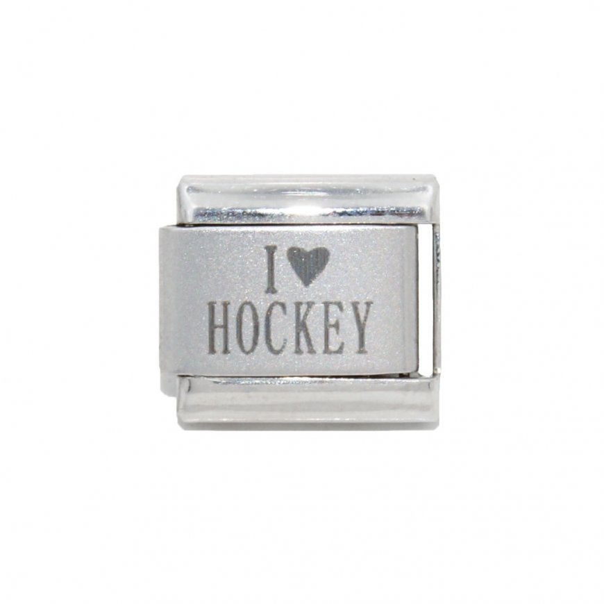 I love hockey (a) - 9mm Laser Italian Charm - Click Image to Close